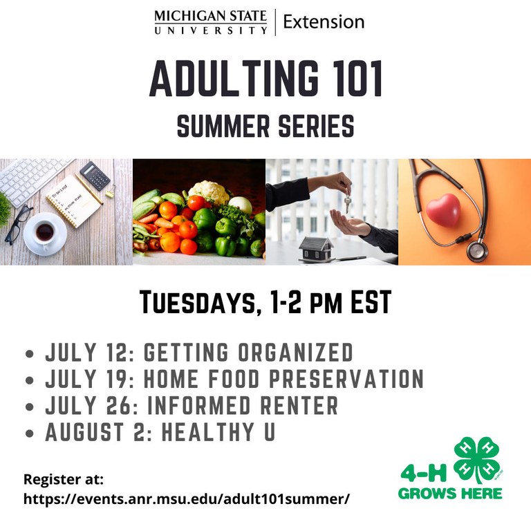 Adulting 101 Summer 2022 Class Schedule