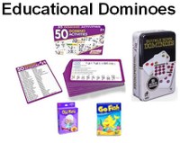 Library of Things Educational Dominoes with tiles plus go fish and old maid card games
