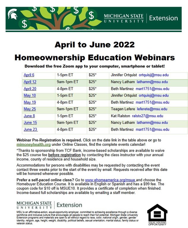 MSU Extension Home Ownership Spring 2022