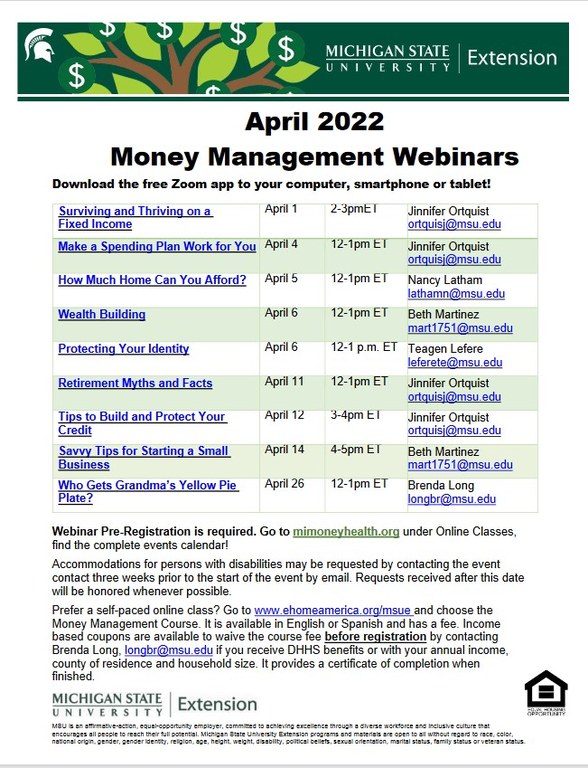 MSU Extension Money Management Apr 2022