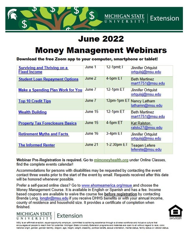 MSU Extension Money Management June 2022
