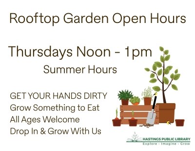 Rooftop Garden Open Hours Thursdays noon-1pm