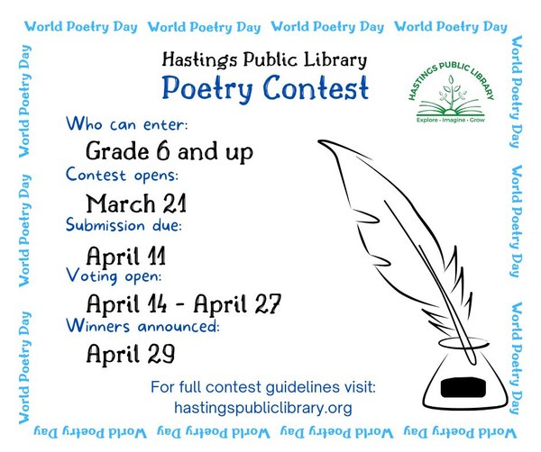 Poetry Contest for Grades 6 and Up, Contest Opens April 11, 2025